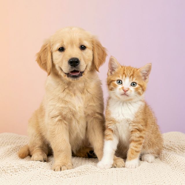 Perrito y gatito adorables